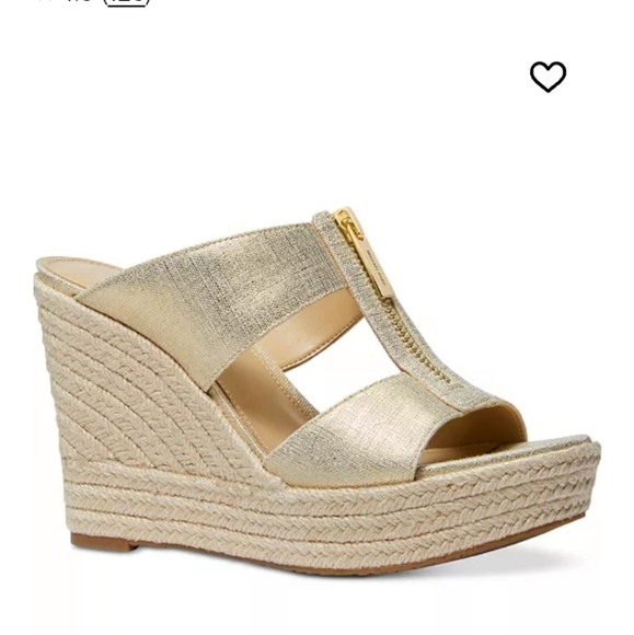 Michael Kors Gold Wedge Espadrilles with T-Strap - Picture 1 of 7
